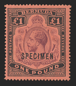 S.G. 51bs-55s, 1918-1920 2- to £1 George V with Specimen overprints cplt., bright and fresh, o.g., lightly hinged, very fine (Scott 49S-54S $900.00).
