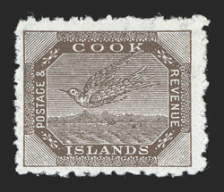 S.G. 31a, 1902 2p Deep brown, no figures of value, strong rich color, well centered for this, o.g., lightly hinged, very fine an exceedingly rare error that is missing from
even the most advanced British Empire collections 2004 BPA certificate