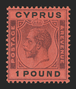 S.G. 101, 1921 £1 Purple and black on red, strong colors, o.g., lightly hinged, fine (Scott 88 $1,300.00).