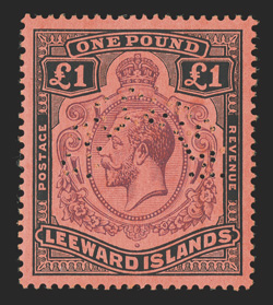 S.G. 58s-80s, 1921-32 ¼p-£1 King George V, with overprinted or perforated Specimen cplt., fresh colors, o.g., some low values with h.r., two values (1p and 1½p) no gum, the two
top values are lightly hinged, fine-very fine.