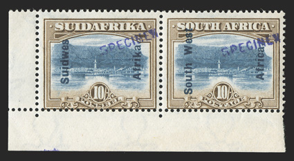 S.G. 49s-54s, 1927 2p to 10- Views, horizontal pairs, with handstamped Specimen cplt., each in a bottom margin pair, strong color, o.g., never hinged, fine-very
fine.