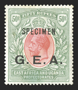 S.G. 45s-61s, 1917-1921 1c-50R King George V G.E.A. definitives, with Specimen overprint cplt. including both shades of the 25c and 75c, o.g. (50R large part o.g.), some minor
h.r.s, fine-very fine.