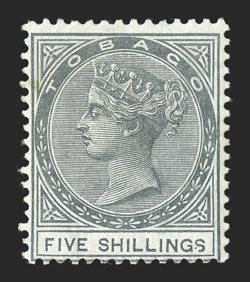 S.G. 5, 1879 5- Slate, rich color on fresh paper, o.g., lightly hinged, fine 1979 BPA certificate (Scott 5 $775.00).