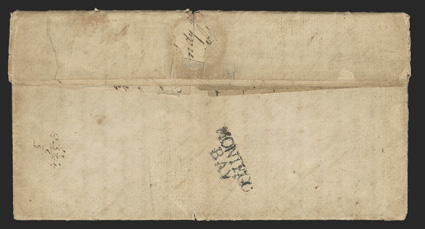 MONTEGOBAY, well struck 27x11mm two-line postmark on reverse of 1798 folded letter to Trelawny datelined at Duntaunachan Muckairn, very fine accompanied by a fully typed
transcript of the letter.