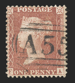 S.G. Z103, 1857 1d Rose-red, with bold and nearly complete strike of A55 obliterator of Mile Gully, very fine (Scott A99 $425.00).
