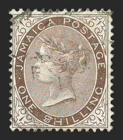 S.G. 24a, 1897 1- Brown, $ for S in SHILLING, used with light town cancel not obscuring the variety, vivid rich color, fine and scarce this variety only occurs once in a sheet
of 240 stamps on the second stamp in the second row of the up