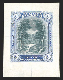 S.G. 88TC, 1921 5- Trial color die proof in indigo and blue on glazed proof paper, 33x44mm, fresh and very fine ex-Surtees (Scott 86TC).