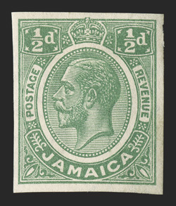 S.G. 89aP, 1927 ½d Green, imperforate imprimatur on watermarked gummed paper, very fine (Scott 101P).