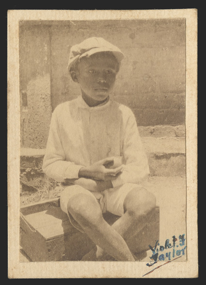 S.G. 104-06E, 1923 Child Welfare issue, original photographs used for the engraved vignettes of the issued stamps, all three, 52x82mm, 45x66mm and 62x102mm respectively, each
mounted on card and signed by the photographer, Violet F. Taylor, and