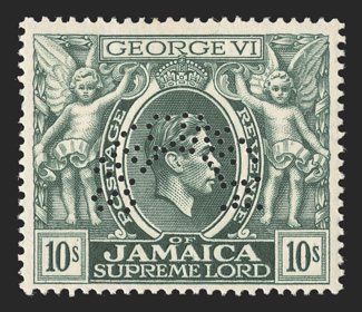 S.G. 121s-133s, 1938-52 ½d-10- George VI Pictorials, perforated Specimen cplt. set of thirteen values, o.g., except 3d part o.g., l.h. or h.r., fine-very fine (Scott
116-128s).