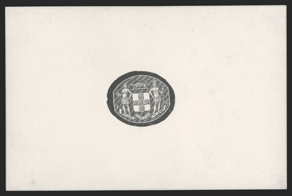 S.G. F4E, 1855-75 Vignette only die proof in black on glazed card, 92x60mm, fresh and extremely fine.