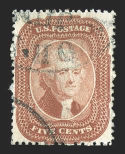 27, 5c Brick red, Ty. I, used with light New Orleans c.d.s., wonderfully fresh and bright, fine and attractive.