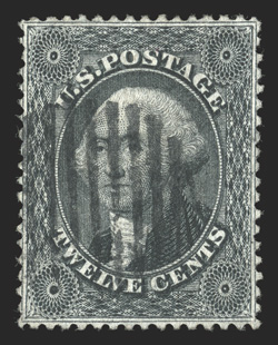 36, 12c Black, plate I, an uncommonly choice used example, wonderfully well centered for this narrowly spaced stamp, deep color and a razor-sharp impression, petite rimless
grid cancel, extremely fine 2001 PF certificate.