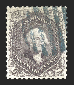 70, 24c Red lilac, an exceedingly choice used example, being remarkably well centered, especially for this difficult value, rich luxuriant color, blue large grid cancel,
extremely fine 2010 PF certificate.
