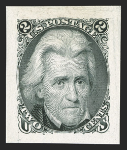 73aP2a, 2c Black, die II, Panama-Pacific small die proof on wove, full large margins, crisp detailed impression on fresh paper, certificate mentions light toning at top which
is overly harsh, as it possesses about the freshest and least toned