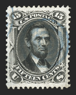 77, 15c Black, handsome used example that is extraordinarily well centered amid large margins, deep color and a well incised impression, light blue target cancel, extremely
fine 1985 PF and 2010 PSE certificates.