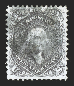 78, 24c Lilac, unusually well centered and margined, strong color on fresh paper, segmented cork cancel, extremely fine 1997 PF and 2010 PSE certificates.