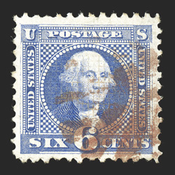 115, 6c Ultramarine, bright color on fresh paper, nicely centered, red cork cancel, very fine 2010 PF certificate.