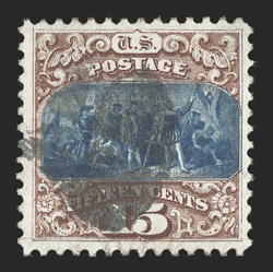 118, 15c Brown and blue, Ty. I, an especially choice used example, exceptionally well centered within generous balanced margins, vivid rich colors on fresh white paper, rather
transparent quartered cork cancel, extremely fine 2004 PF certificat