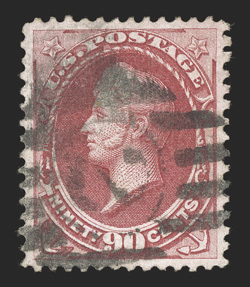 166, 90c Rose carmine, outstanding centering within large equal margins, rich color and crisp impression on fresh paper, duplex postmark, extremely fine 2000 APS
certificate.