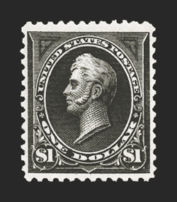 261A, $1.00 Black, Ty. II, an exciting mint example of this rare and difficult Bureau issue, being in a condition unlike the vast majority one encounters, fabulously bright and
fresh, with intense prooflike color and impression on wonderfully br