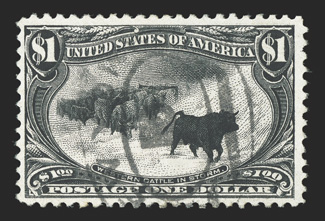 292, $1.00 Trans-Mississippi, used with light New York double oval registry postmark, fresh and fine 1983 PF certificate.