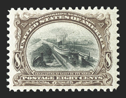 298, 8c Pan-American, exceedingly well centered within unusually wide margins, strong rich colors, o.g., n.h., extremely fine and choice 1997 PF certificate.