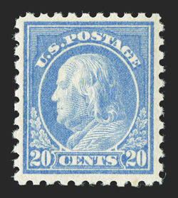 476, 20c Light ultramarine, nicely centered and fresh, strong color, o.g., n.h., very fine.