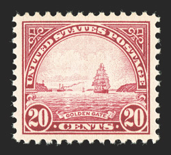 567, 20c Carmine rose, flawlessly centered within large margins, deeply rich color, immaculate o.g., n.h., extremely fine a truly outstanding quality stamp 2005 PSE certificate
(Superb 98 SMQ $1,200.00).