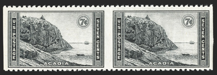 746a, 7c Parks, imperf. vertically, mint pair, quite fresh, o.g., just a faint trace of hinging (if any), very fine only two error panes were sold 1978 PF certificate for a
block of four, this being the bottom pair, and a 2010 PF certificate f