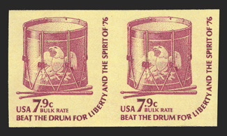 1615b, 7.9c Drum coil, imperforate, pair, o.g., n.h., extremely fine.