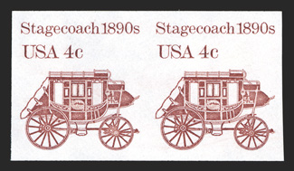 1898Ad, 4c Stagecoach coil, imperforate, pair, o.g., n.h., extremely fine.