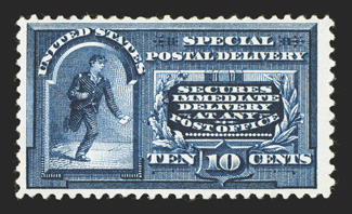E4, 10c Blue, deep rich color on fresh paper, o.g., very fine 1987 PF certificate.