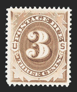 J3, 3c Brown, uncharacteristically well centered and margined, strong color, o.g., n.h., extremely fine 2010 PF certificate (XF-Superb 95).