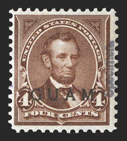 4S-E, 4c Brown, handstamped Specimen., three examples, one normally handstamped diagonally, one handstamped vertically and another handstamped horizontally, o.g., one with
slightly glazed gum, fine-very fine 2005 PF certificate for normally p