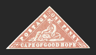 7, 1861 1p Vermilion Wood Block, an enormously rare sound and choice unused example of this classic stamp, being in a condition that few are ever found, completely without any
of the flaws that plague these challenging stamps, plus it features