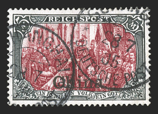 36A, 1901 5M Slate and carmine, Type II, beautifully centered, rich vibrant colors, two neatly struck 1905 c.d.s. postmarks, very fine 2005 Jaschke-Lantelme certificate
ex-Collier (Michel 27II Ç400).