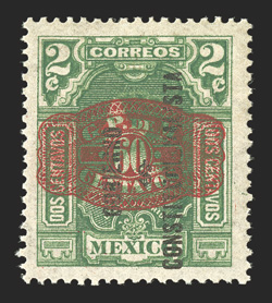 585, 1916 60c on 2c Green, red Barril overprint, strong colors, o.g., lightly hinged, very fine a scarce and key stamp 2011 Mepsi certificate.