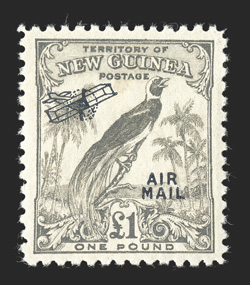 C43, 1932 £1 Gray air post, perfectly centered, bright and fresh, pristine o.g. that is never hinged, extremely fine actually a difficult stamp to find in this choice never
hinged quality 2009 BPA certificate (S.G. 203 for hinged £80).