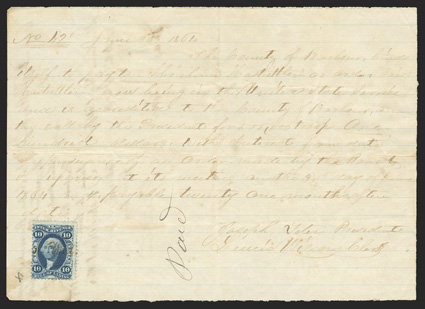 County of Barbour (WV), $100 hand-written bounty bond, June 30, 1864, 42, to Abraham Hastutler on order, said Hastutler now being in the United States Service...on the call by
the President for 500,000 troops...with Interest from date...paya