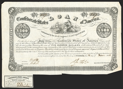Act of August 19, 1861. $500. Cr. 51, B-37. Nos. 435 & 507.  Signed by Tyler. Each with one coupon, Toned, edge wear, good VF. [2]