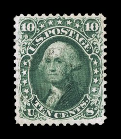 62B, 10c Dark green August, used, strong rich color, nicely centered and margined, faintly cancelled, very fine 1992 PF certificate.