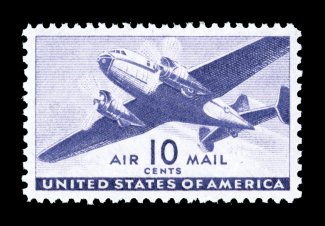 C27, 10c Violet, choice centering, bright color, o.g., n.h., extremely fine gem 2007 PSE certificate (Superb 98 SMQ $220.00) only one stamp grades higher
(100).