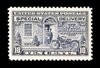 E12, 10c Gray violet, huge margins all around and exceedingly well centered within them, rich color and a strong impression, o.g., n.h., extremely fine 1992 PF certificate and
a 2007 PSE certificate (XF 90 Jumbo SMQ $225.00 for 90 and $520.00