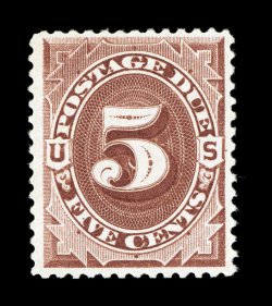 J18, 5c Red brown, well centered within rather large margins, lovely rich color and a well incised impression, o.g., lightly hinged, choice very fine 2002 PF
certificate.
