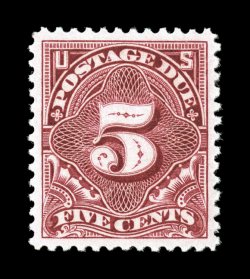J34, 5c Deep claret, excellent centering within large margins, strong rich color, o.g., lightly hinged, extremely fine a rather attractive postage due 2003 PF
certificate.