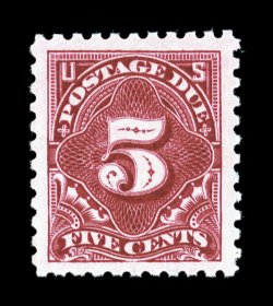 J55, 5c Carmine lake, enormous jumbo margins all around, beautifully centered within these impressive borders, radiant color on brilliantly fresh paper, o.g., n.h., extremely
fine gem an eye-arresting stamp of immense proportions 2000 and 2001