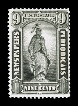 PR14 var., 9c Black, American Bank Note special printing, privately perforated, strong rich color and a sharp impression, o.g., lightly hinged, very fine 2006 PF
certificate.