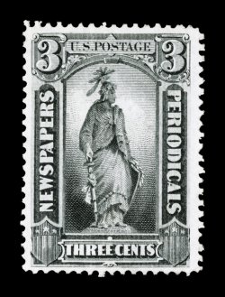 PR34, 3c Gray black special printing, without gum as issued, attractive mint single, exceptionally well centered within unusually large margins, fresh with intense color and a
sharp impression, extremely fine 1992 PF and PSE certificates ex-