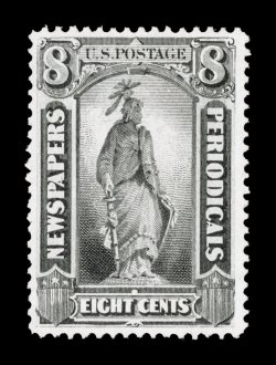 PR37, 8c Gray black special printing, without gum as issued, well centered within large margins, attractive color, very fine 1992 PF certificate.